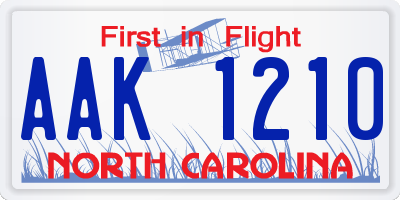 NC license plate AAK1210