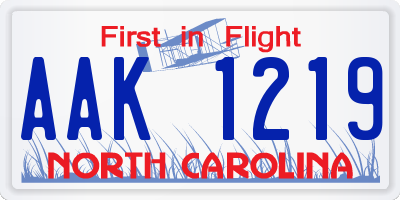 NC license plate AAK1219