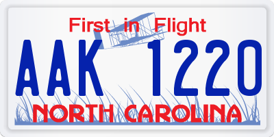 NC license plate AAK1220