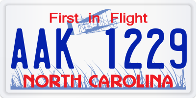 NC license plate AAK1229