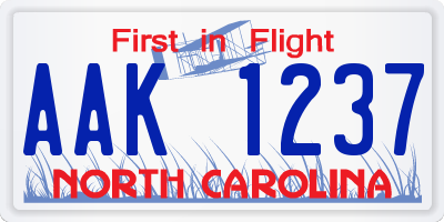 NC license plate AAK1237