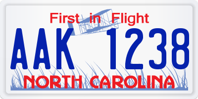 NC license plate AAK1238