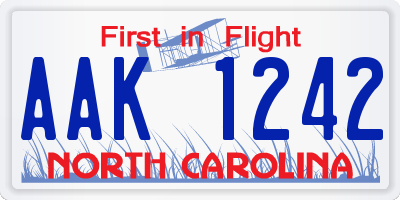 NC license plate AAK1242