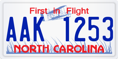 NC license plate AAK1253