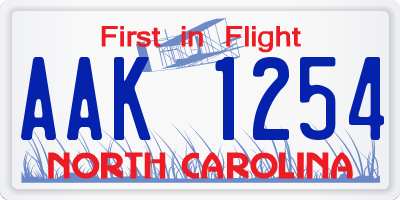NC license plate AAK1254