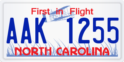 NC license plate AAK1255