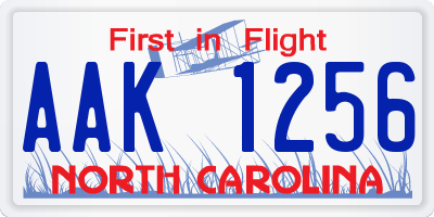 NC license plate AAK1256