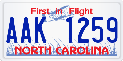 NC license plate AAK1259