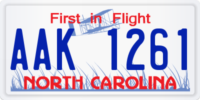 NC license plate AAK1261