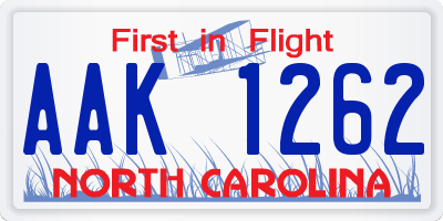 NC license plate AAK1262