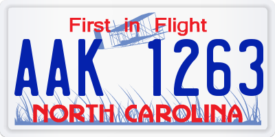 NC license plate AAK1263