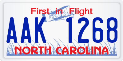 NC license plate AAK1268