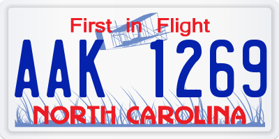 NC license plate AAK1269