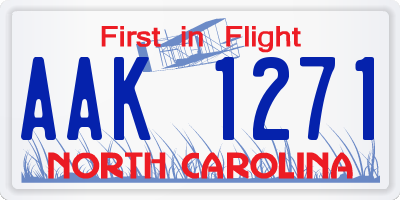 NC license plate AAK1271