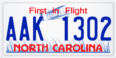NC license plate AAK1302