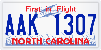 NC license plate AAK1307