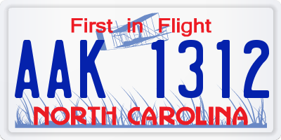 NC license plate AAK1312
