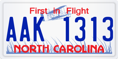 NC license plate AAK1313