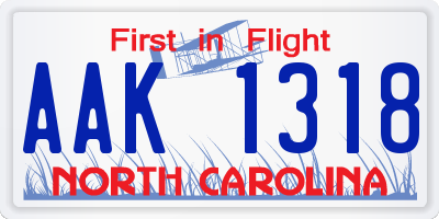 NC license plate AAK1318