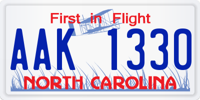 NC license plate AAK1330