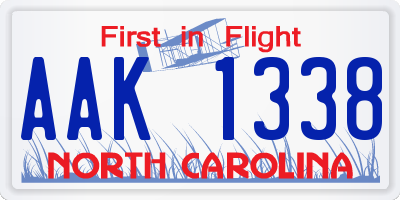 NC license plate AAK1338