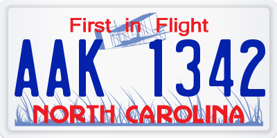 NC license plate AAK1342