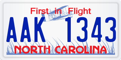 NC license plate AAK1343