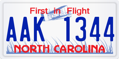 NC license plate AAK1344