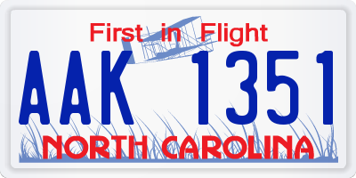 NC license plate AAK1351