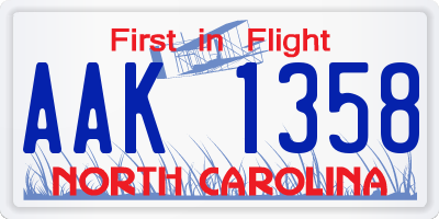 NC license plate AAK1358