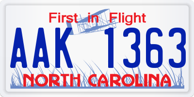 NC license plate AAK1363