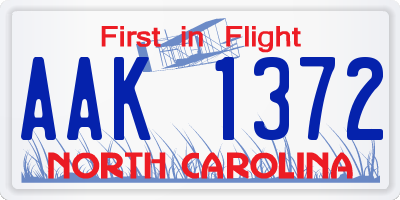 NC license plate AAK1372