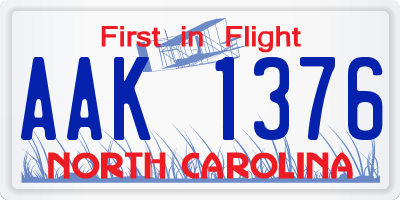 NC license plate AAK1376