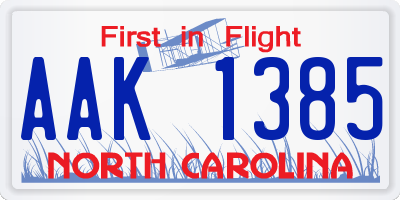 NC license plate AAK1385