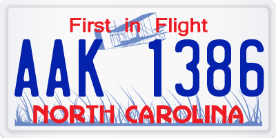 NC license plate AAK1386