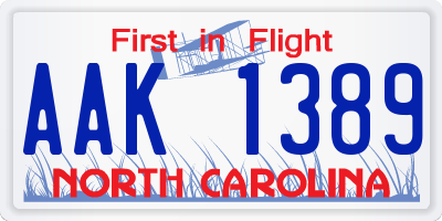 NC license plate AAK1389