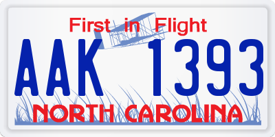 NC license plate AAK1393