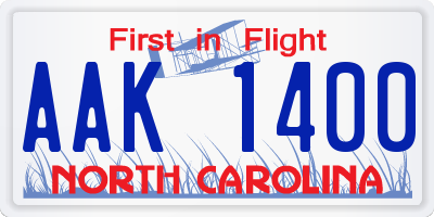 NC license plate AAK1400