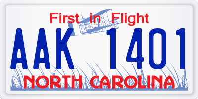 NC license plate AAK1401