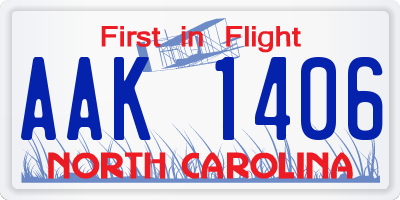 NC license plate AAK1406