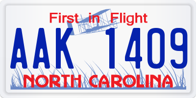 NC license plate AAK1409
