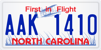 NC license plate AAK1410