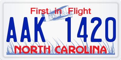 NC license plate AAK1420