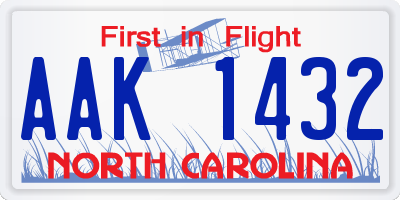 NC license plate AAK1432