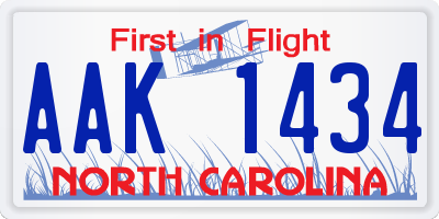 NC license plate AAK1434