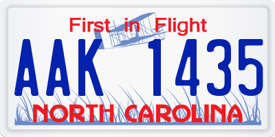 NC license plate AAK1435