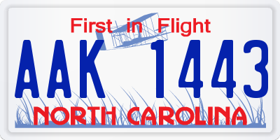 NC license plate AAK1443