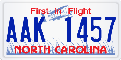 NC license plate AAK1457