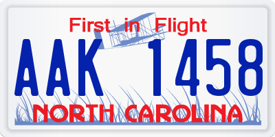 NC license plate AAK1458