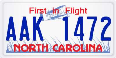 NC license plate AAK1472